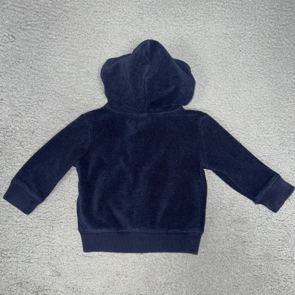 VTG Baby Gap Hoodie Toddler Sz 12-18 Months Blue Fleece‎ Waffle Knit Hood Jacket